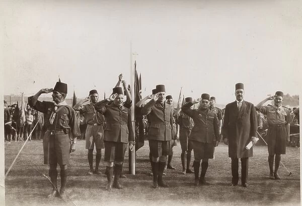 Boy scouts with King Farouk, Egypt
