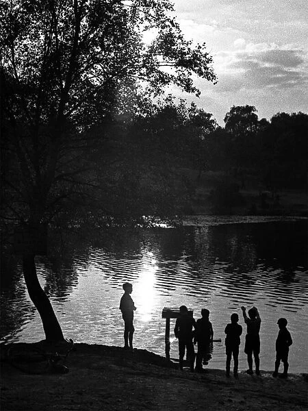 Boys playing by Keston Ponds, Kent