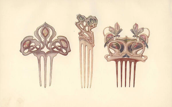British art nouveau hair combs by BJ Barrie