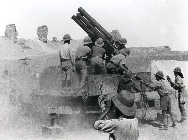 British artillery in action, Mesopotamia, WW1