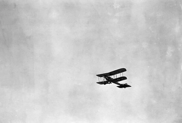 British BE2C biplane in flight, WW1
