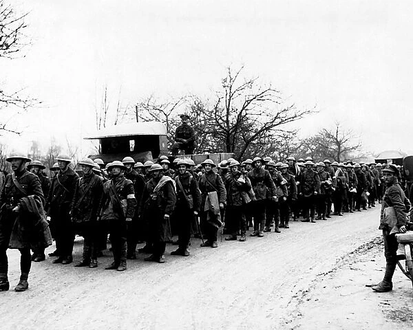 British troops on road, Western Front, France, WW1