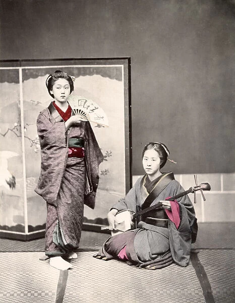 c. 1880s Japan - geishas dancers musicians
