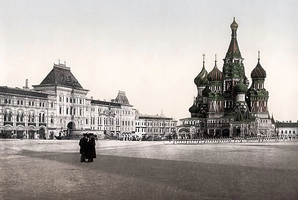 c. 1890s Russia - Red Square Moscow and St. Basils Cathedral