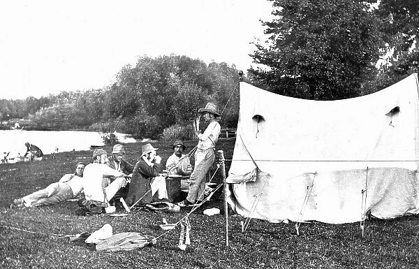 Camping on the River Thames Victorian period