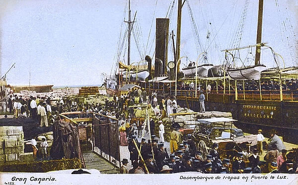 Canary Islands - Spanish troops arrive at the Port of Luz