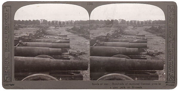 Captured German guns in a park, Brussels, after WW1