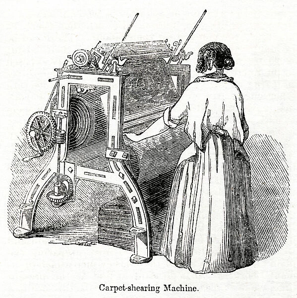 Carpet shearing machine in a Glasgow carpet factory