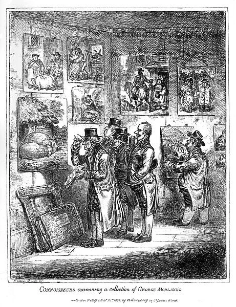 Cartoon, Connoisseurs examining a collection
