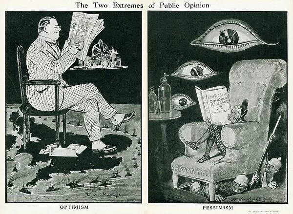Cartoon, The Two Extremes of Public Opinion, WW1