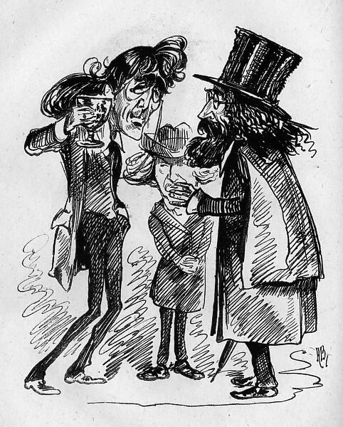 Cartoon, Henry Irving and Alfred Tennyson