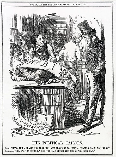 Cartoon, The Political Tailors (Disraeli and Gladstone)