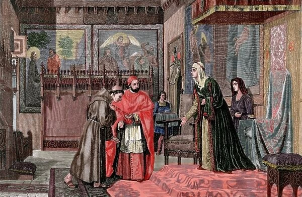 Castile. Interview between Queen Isabella I of Castille (145