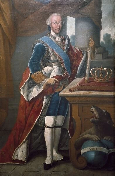 Charles IIIs portrait by Ram󮠔orres. Oil on