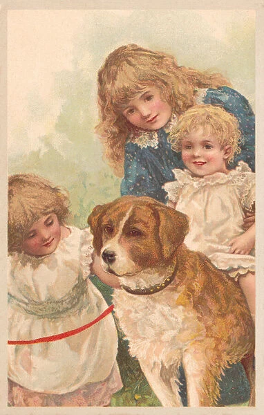 Children and a dog