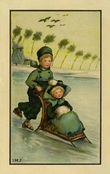 Two children on the ice