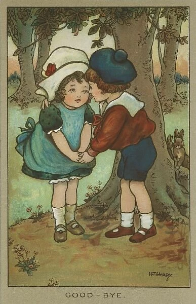 Children saying goodbye by Florence Hardy