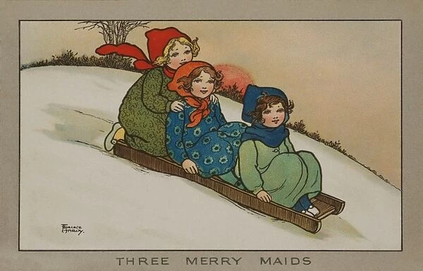 Children sledging down a hill by Florence Hardy
