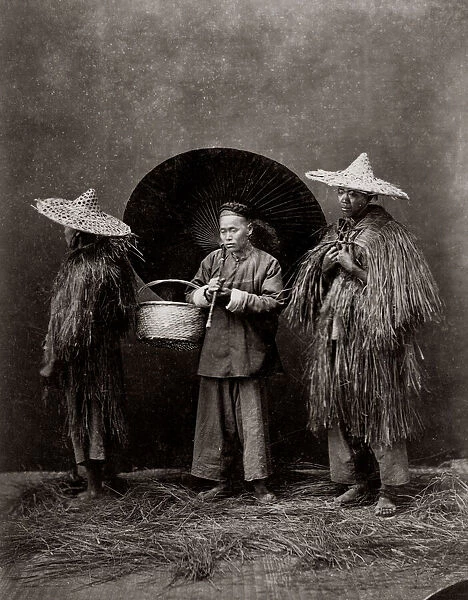 Chinese peasants in grass coats, c. 1880 s