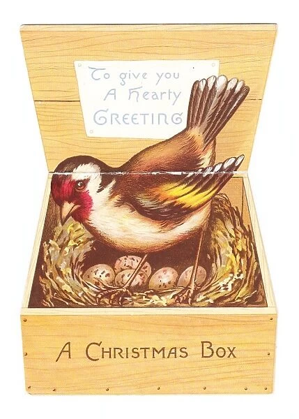 Christmas card in the shape of a wooden crate