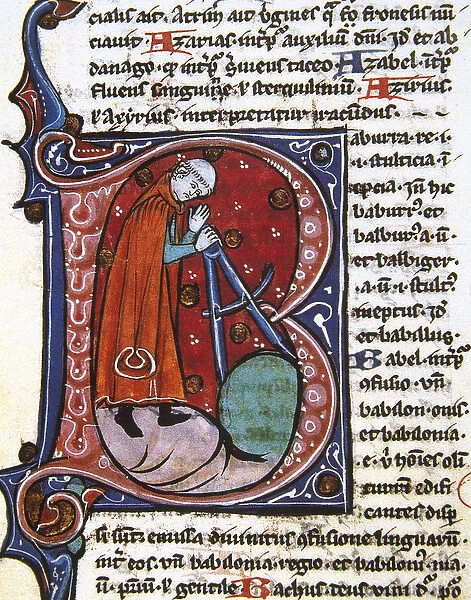 Clergyman measuring the circumference of a star with a great