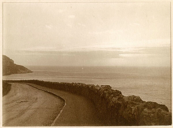 Coastal view with empty road, North Wales
