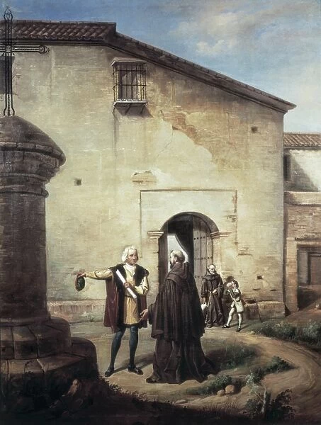 Columbus arrives to the Monastery of La Rᢩda