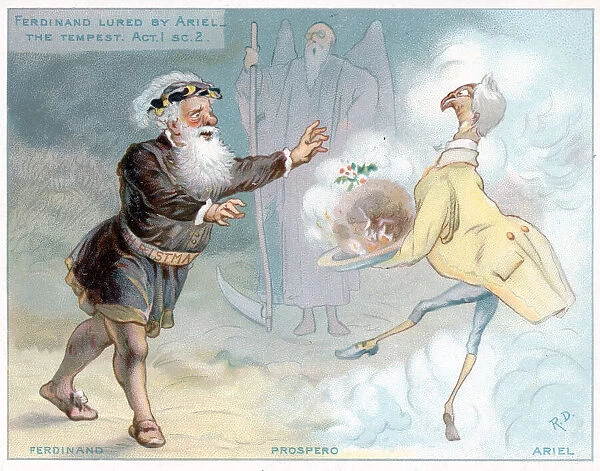 Comic Christmas card, scene from The Tempest