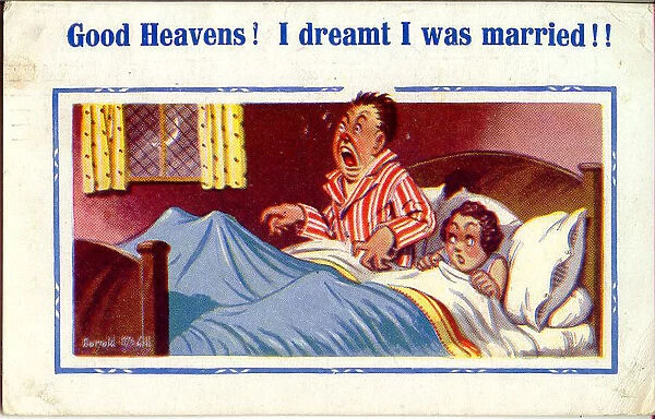 Comic postcard, I dreamt I was married