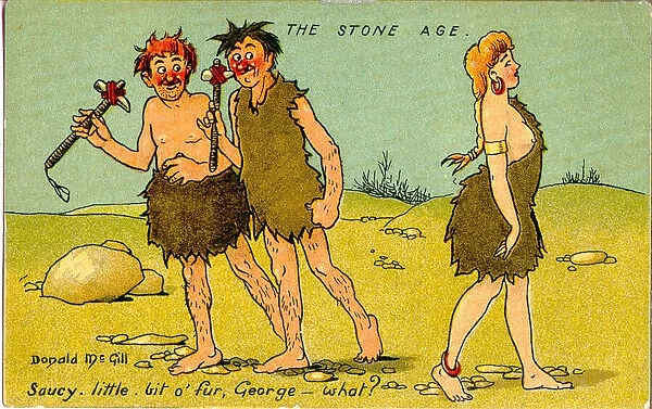 Comic postcard, Stone Age attractions Date: 20th century
