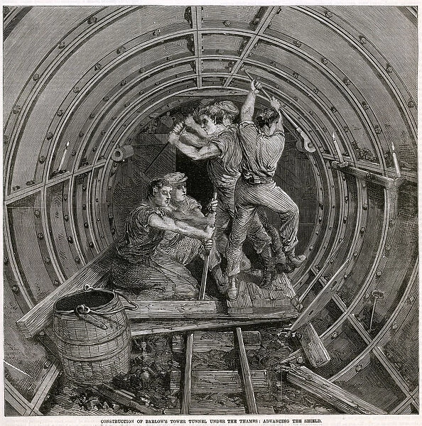 Construction of Barlows Tower Tunnel under the Thames 1869