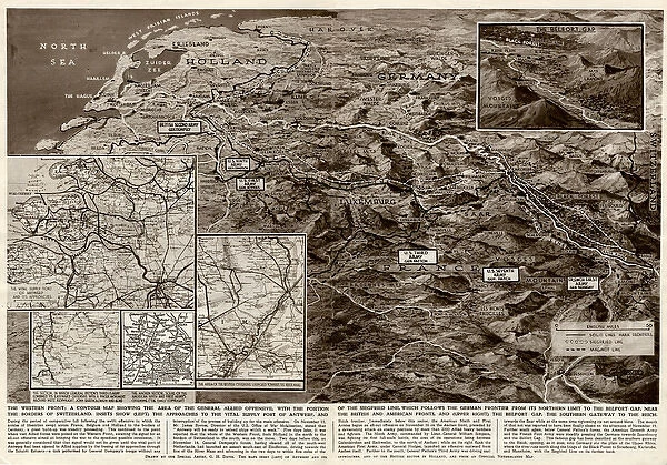 Contour map of Western Front by G. H. Davis