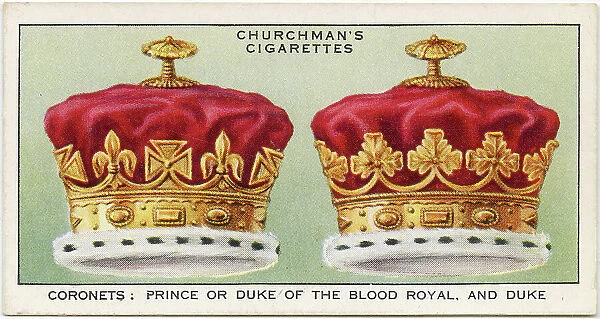 Coronets worn by a Prince or Royal Duke (left) and by an ordinary duke (right) Date: 20th century