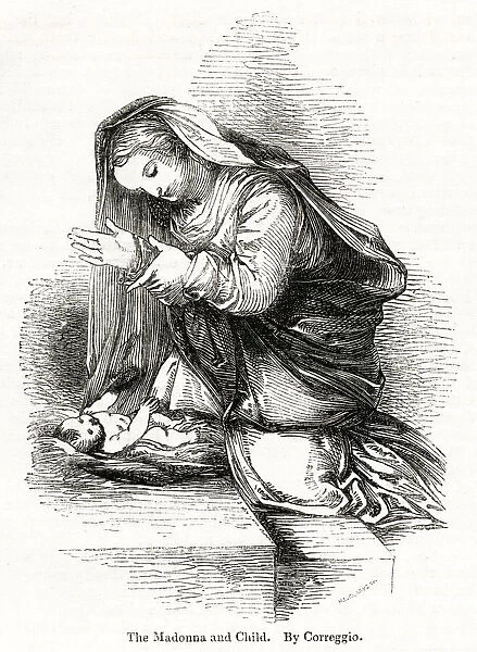 Correggio, Italian artist, detail of Madonna and Child