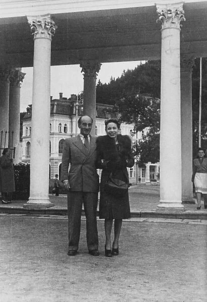 Couple posing in Marianske Lazne, Czechoslovakia
