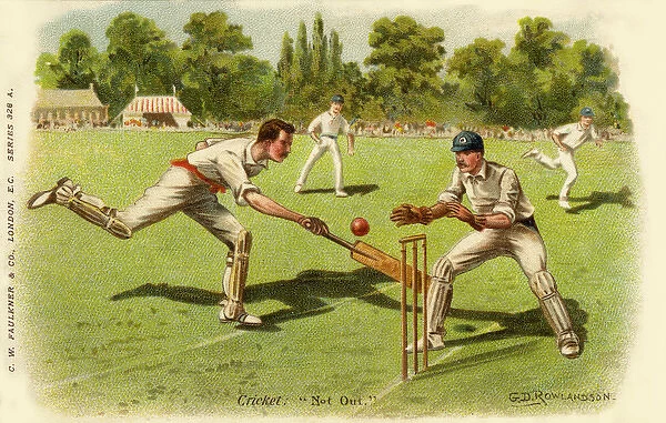 Cricket. Not Out. Batsman completes a quick single. Date: 1904