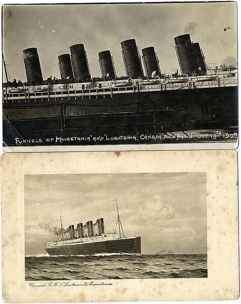 Cunard liners Mauretania and Lusitania - two items