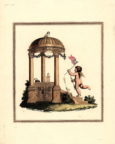 Cupid deposits his banner in the temple of Minerva