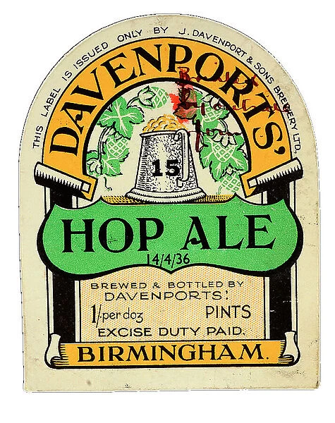 Davenports Hop Ale (15 tankard label)