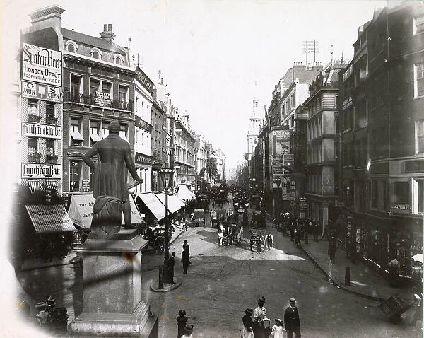 Deep shadows in Cheapside, City of London. Date: circa 1900
