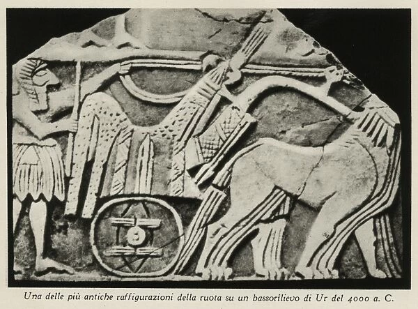 Depictions of the wheel on a bas-relief at Ur