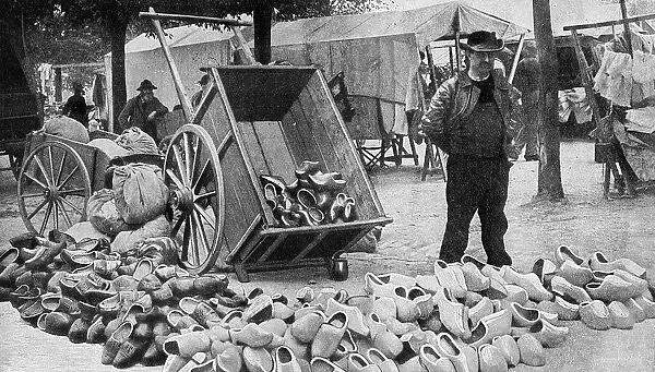 Display of wooden shoes, Brittany, Northern France