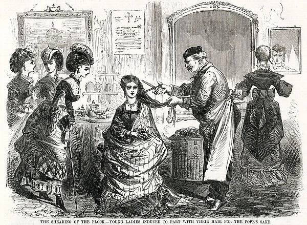 Donating hair to pope 1870