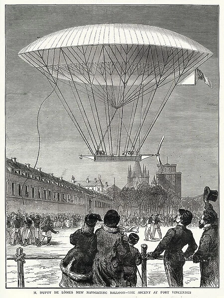 Dupuy de Lome's dirigible at Fort Vincennes, Paris. Date: 1872