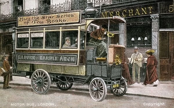An early motor bus on Edgeware Road