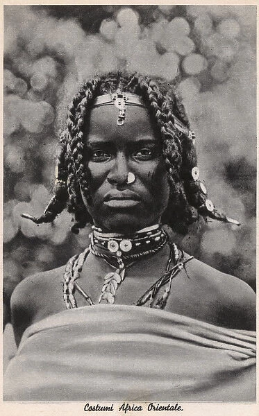 East African Woman - Braided Hair, shell necklace