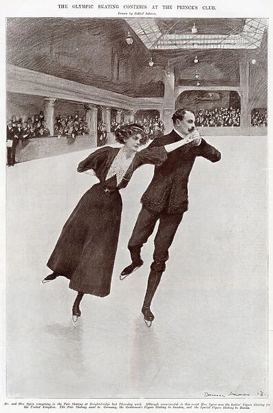 Edgar & Madge Syers in Olympics Games, ice skating 1908