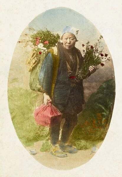 Elderly Japanese flower seller