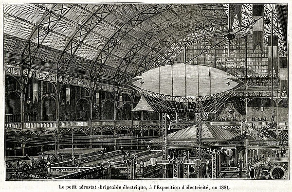 Electric airship at Exposition of Electricity, Paris, 1881