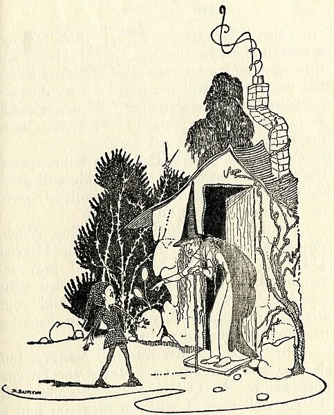 An elf at the door of a witchs house